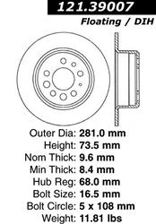 Centric C-Tek Standard Brake Rotors 121.39007