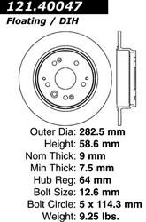 Centric C-Tek Standard Brake Rotors for 1999-2003 TL - 121.40047