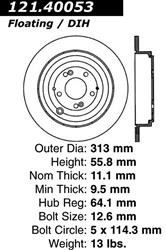 Centric C-Tek Standard Brake Rotors for 2001-2006 MDX, 2003-2008 PILOT - 121.40053