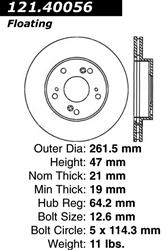 Centric C-Tek Standard Brake Rotors for 2004-2011 CIVIC, 2011-2015 CR-Z, 2002-2006 RSX - 121.40056