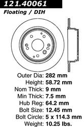Centric C-Tek Standard Brake Rotors for 2003-2011 ELEMENT, 2004-2008 TL - 121.40061