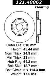 Centric C-Tek Standard Brake Rotors for 2004-2008 TL - 121.40062