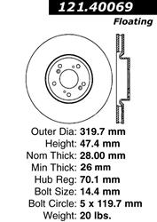 Centric C-Tek Standard Brake Rotors 121.40069