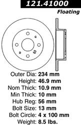 Centric C-Tek Standard Brake Rotors 121.41000