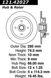 Centric C-Tek Standard Brake Rotors for 1984-1987 MAXIMA - 121.42027