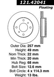 Centric C-Tek Standard Brake Rotors 121.42041