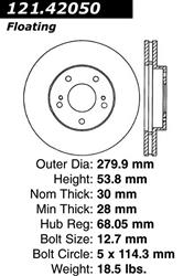 Centric C-Tek Standard Brake Rotors for 1989-1996 300ZX - 121.42050
