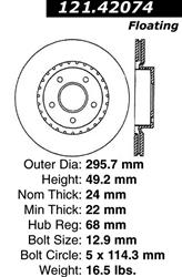 Centric C-Tek Standard Brake Rotors for 2003-2005 350Z, G35 - 121.42074