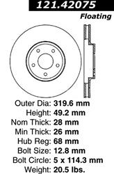 Centric C-Tek Standard Brake Rotors for 2004-2005 MAXIMA, 2003-2004 MURANO - 121.42075