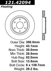 Centric C-Tek Standard Brake Rotors for 2006-2007 ARMADA, 2005-2007 QX56 - 121.42094