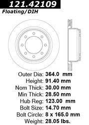 Centric C-Tek Standard Brake Rotors for 2012-2021 NV1500, NV2500, NV3500 - 121.42109