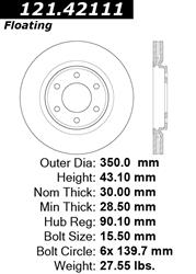 Centric C-Tek Standard Brake Rotors for 2017-2023 ARMADA, 2011-2013 QX56, 2014-2023 QX80 - 121.42111