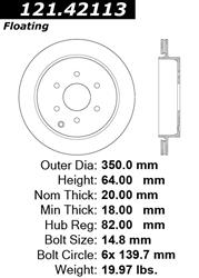 Centric C-Tek Standard Brake Rotors for 2017-2023 ARMADA, 2011-2013 QX56, 2014-2023 QX80 - 121.42113