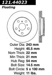 Centric C-Tek Standard Brake Rotors for 1983-1986 CAMRY - 121.44023