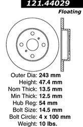 Centric C-Tek Standard Brake Rotors 121.44029