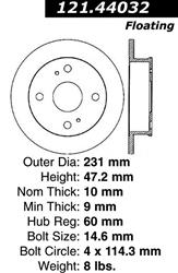 Centric C-Tek Standard Brake Rotors for 1985-1987 COROLLA - 121.44032