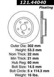 Centric C-Tek Standard Brake Rotors for 1986-1992 SUPRA - 121.44040