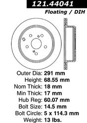 Centric C-Tek Standard Brake Rotors for 1991-1997 PREVIA, 1986-1992 SUPRA - 121.44041