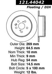 Centric C-Tek Standard Brake Rotors for 1988-1991 CAMRY, 1986-1993 CELICA, 1990-1991 ES250 - 121.44042