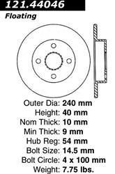 Centric C-Tek Standard Brake Rotors for 1985-1986 MR2 - 121.44046