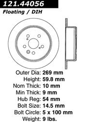 Centric C-Tek Standard Brake Rotors for 1988-1991 CAMRY, 1988-1989 CELICA - 121.44056