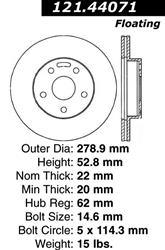 Centric C-Tek Standard Brake Rotors for 1991-1997 PREVIA - 121.44071