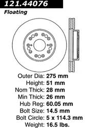 Left StopTech 126.44068CSL Cryo Sport Slotted Brake Rotor 