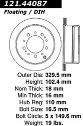 Centric C-Tek Standard Brake Rotors for 1998-2007 LAND CRUISER, LX470 - 121.44087