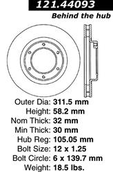 Centric C-Tek Standard Brake Rotors 121.44093