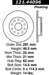 Centric C-Tek Standard Brake Rotors for 1992-1995 MR2 - 121.44096