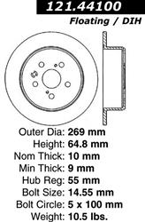 Centric C-Tek Standard Brake Rotors for 1994-1995 CELICA - 121.44100