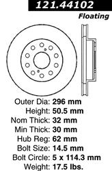 Centric C-Tek Standard Brake Rotors for 1993-1998 SUPRA - 121.44102