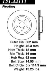 Centric C-Tek Standard Brake Rotors for 1996-2000 RAV4 - 121.44111