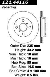 Centric C-Tek Standard Brake Rotors for 2000 ECHO - 121.44116