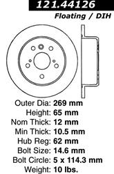 Centric C-Tek Standard Brake Rotors 121.44126