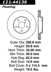 Centric C-Tek Standard Brake Rotors for 2006 GS300, 2009-2015 IS250 - 121.44139