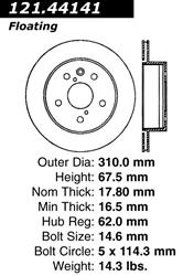Centric C-Tek Standard Brake Rotors 121.44141