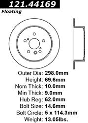 Centric C-Tek Standard Brake Rotors for 2009-2015 VENZA - 121.44169
