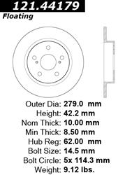 Centric C-Tek Standard Brake Rotors for 2011-2016 TC - 121.44179