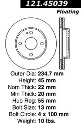 Centric C-Tek Standard Brake Rotors 121.45039