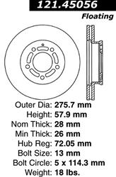 Centric C-Tek Standard Brake Rotors for 1996-1998 MPV - 121.45056