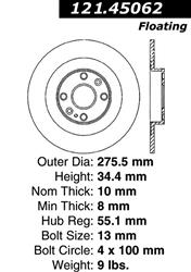 Centric C-Tek Standard Brake Rotors for 2001-2005 MIATA - 121.45062