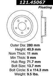 Centric C-Tek Standard Brake Rotors for 2004-2013 3 - 121.45067