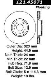 Centric C-Tek Standard Brake Rotors 121.45071