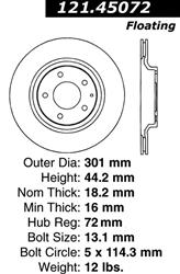 Centric C-Tek Standard Brake Rotors for 2004-2011 RX-8 - 121.45072