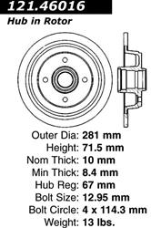 Centric C-Tek Standard Brake Rotors for 1985-1987 GALANT - 121.46016