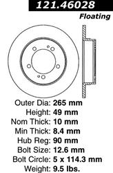 Centric C-Tek Standard Brake Rotors for 1990-1994 ECLIPSE, LASER, TALON - 121.46028