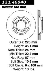 Centric C-Tek Standard Brake Rotors for 1993-1996 MONTERO, 1997-2004 MONTERO SPORT - 121.46040