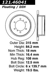 Centric C-Tek Standard Brake Rotors for 1992-2000 MONTERO, 1997-2004 MONTERO SPORT - 121.46041