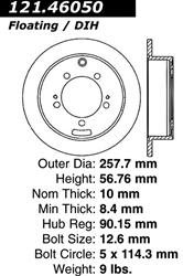 Centric C-Tek Standard Brake Rotors for 1997-2004 DIAMANTE - 121.46050
